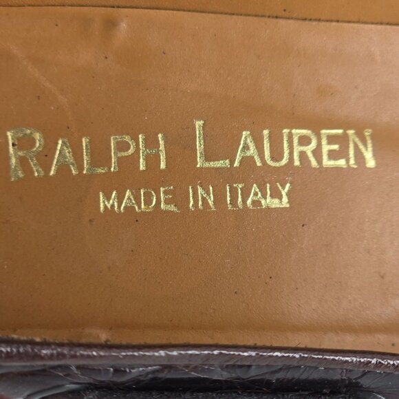 Vintage Ralph Lauren Italy Exotic Brown Alligator Womens 7B Dress Shoes Loafers - Picture 10 of 11